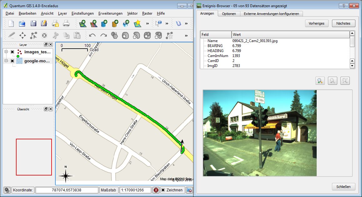 Ergebnisanzeige in QGIS (eVIS)